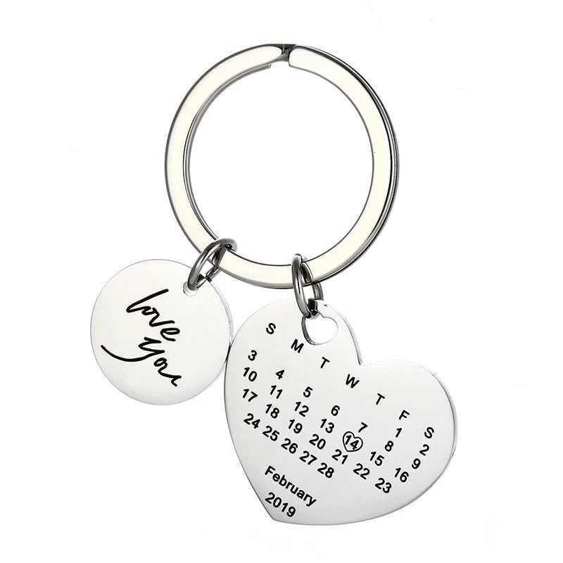 Stainless Steel Calendar Keychain with Pendant