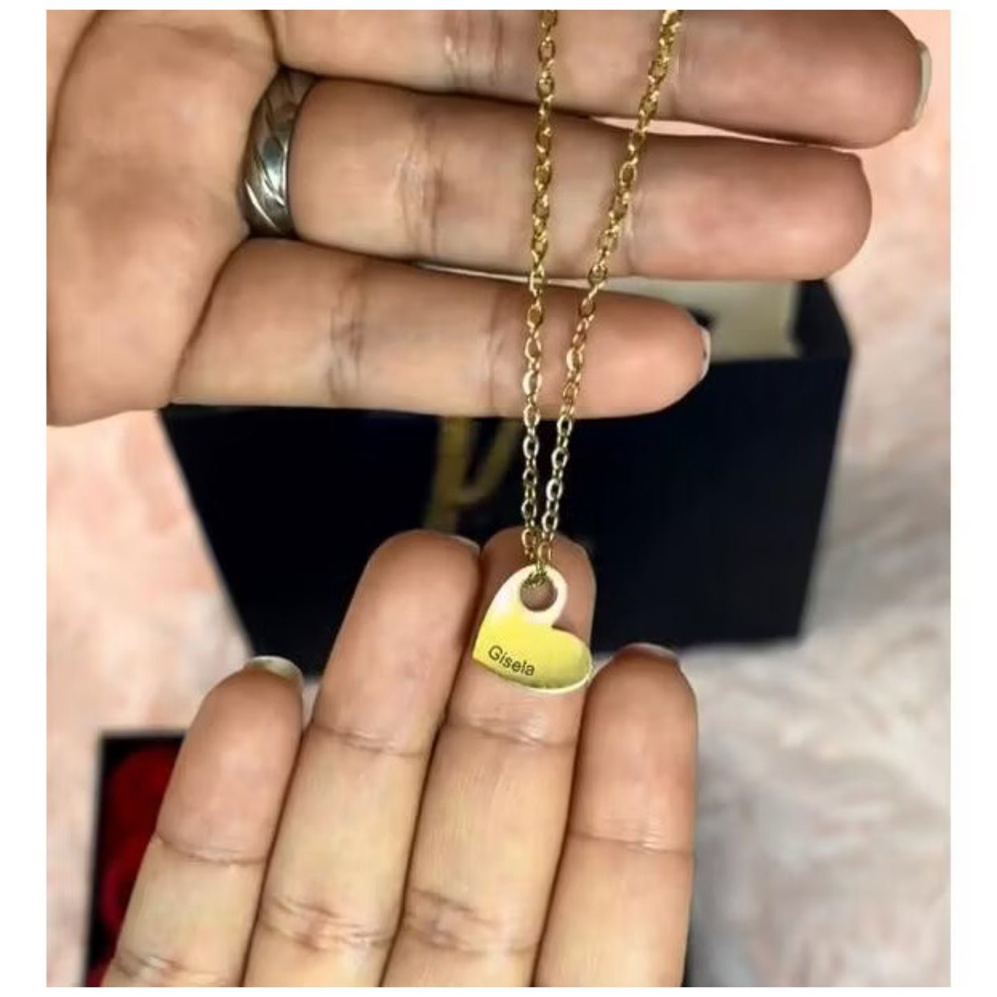 Stainless Steel Heart Charms Necklace
