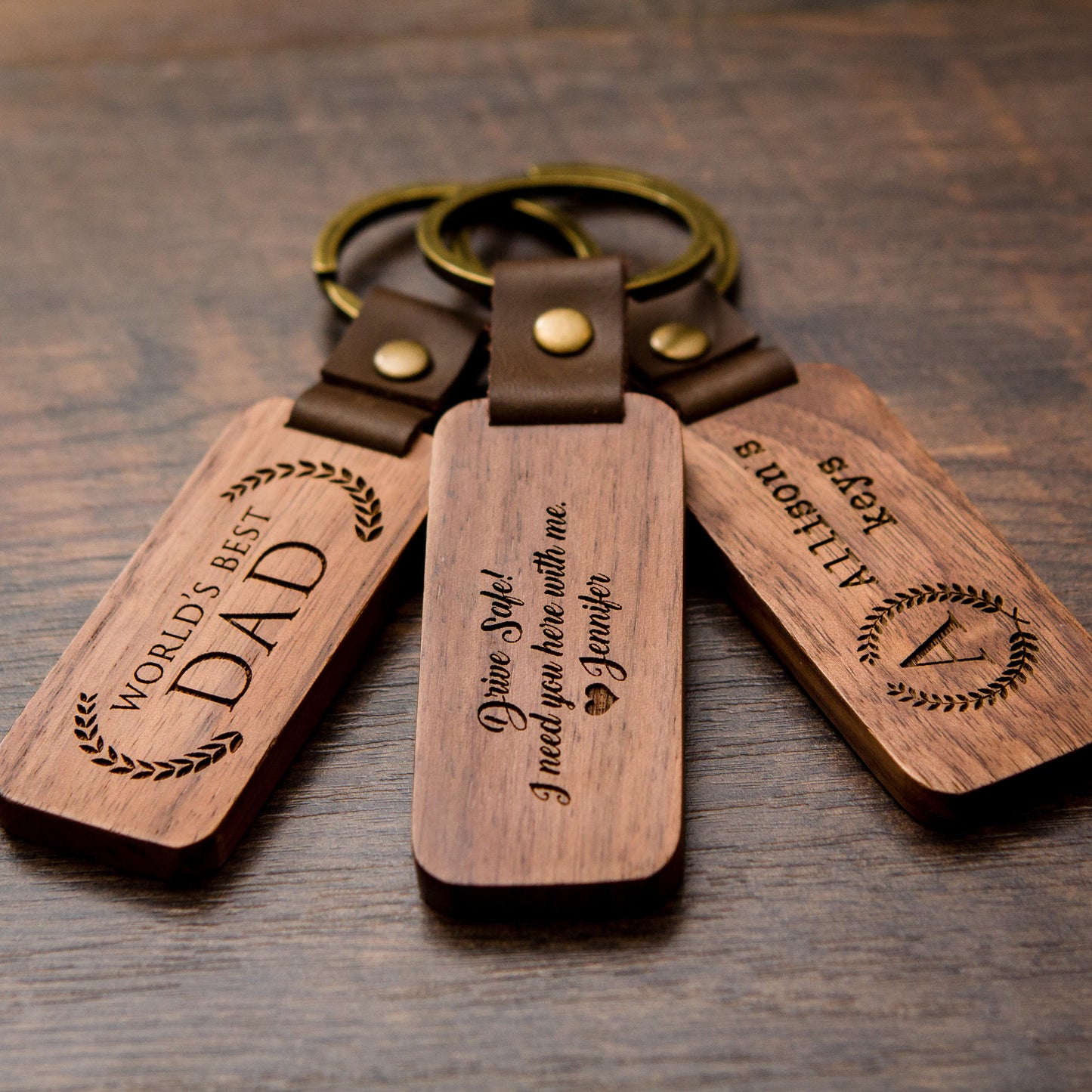 Wooden Key Tag and Keyring